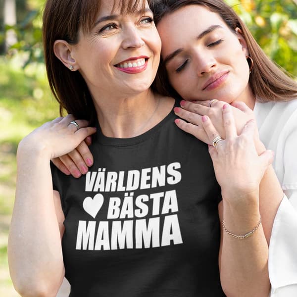 Dam T-shirt  - Världens bästa Mamma heart tröja