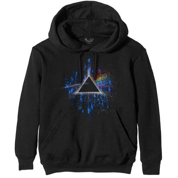 Pink Floyd Unisex Pullover Hoodie: Dark Side of the Moon Blue Splatter (X-Large)