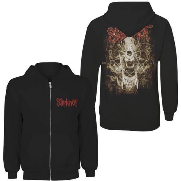 Slipknot Unisex Zipped Hoodie: Skull Teeth (Small) (Back Print)