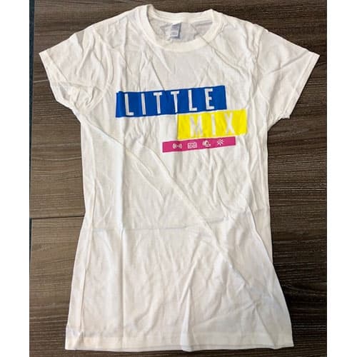 Little Mix Ladies T-Shirt: Logo Blue/Yellow/Pink (Ex Tour) (Large)