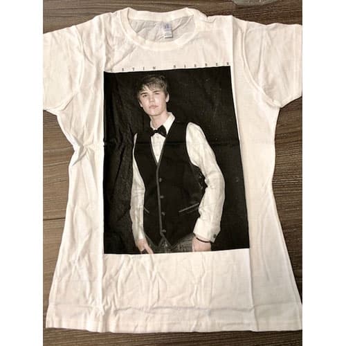 Justin Bieber Ladies T-Shirt: Tux (Ex Tour) (Large)
