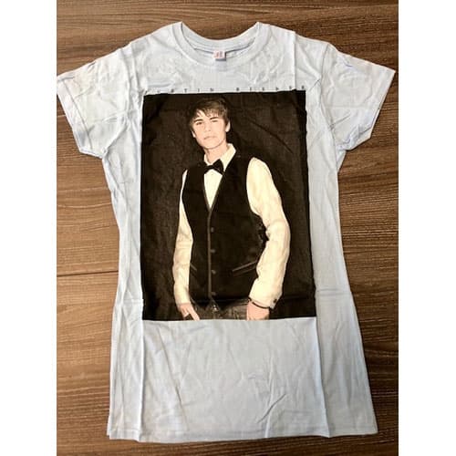Justin Bieber Ladies T-Shirt: Tux (Ex Tour) (Medium)