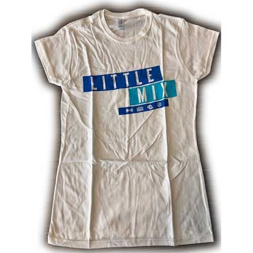 Little Mix Ladies T-Shirt: Dark Multi Blue Logo (Ex Tour) (Small)
