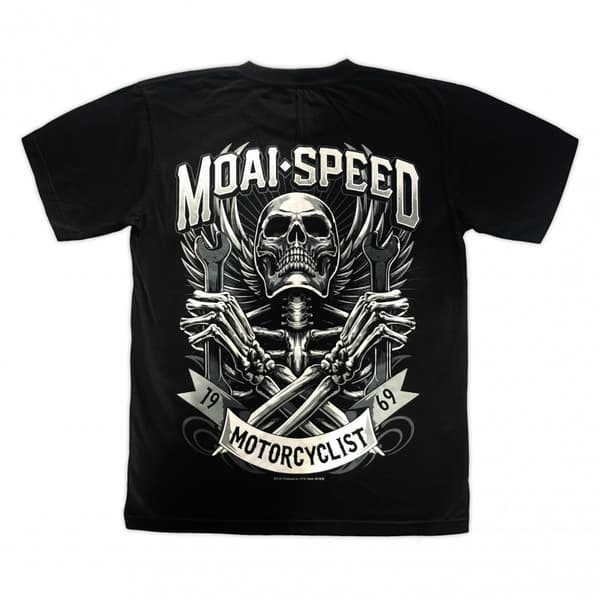 T-shirt Moai Speed - Motorcyclist Skull Retro