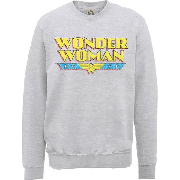 DC Comics Unisex Sweatshirt: Wonder Woman Logo Crackle (Medium)
