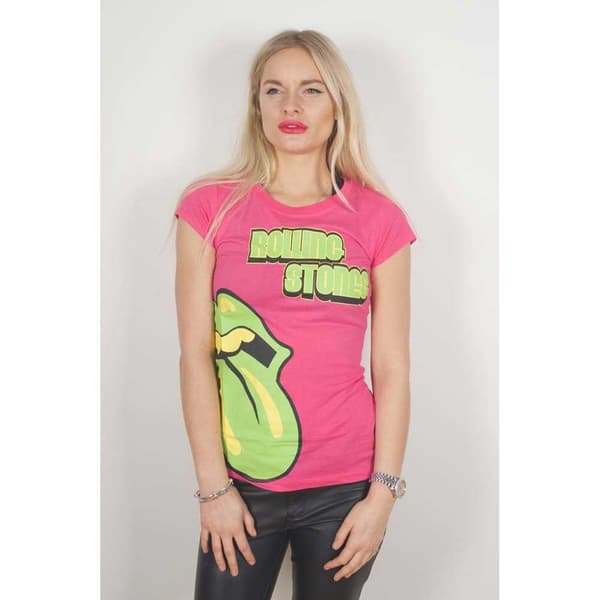 The Rolling Stones Ladies T-Shirt: Green Tongue (Small)