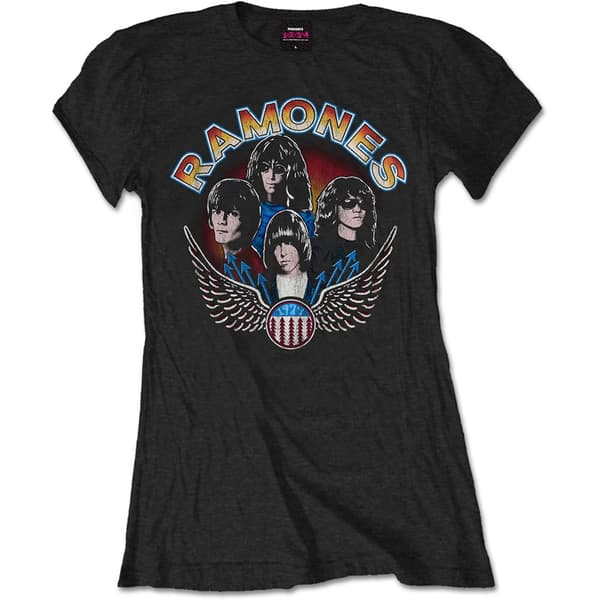 Ramones Ladies T-Shirt: Vintage Wings Photo (Large)