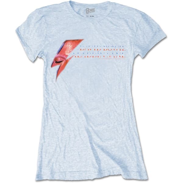 David Bowie Ladies Tee: Aladdin Sane Eye Flash (Large)