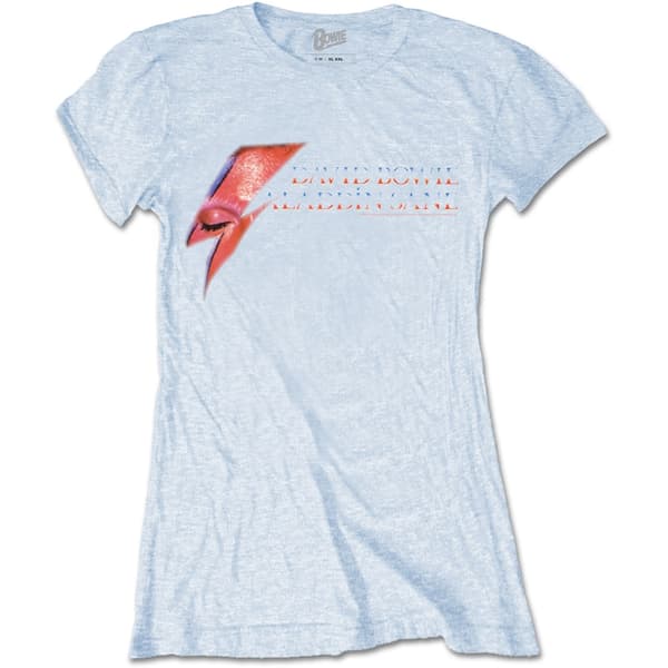 David Bowie Ladies Tee: Aladdin Sane Eye Flash (Large)