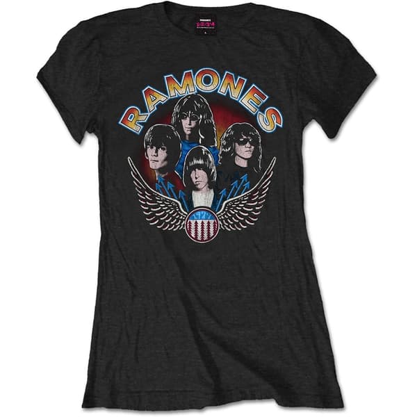 Ramones Ladies T-Shirt: Vintage Wings Photo (X-Large)