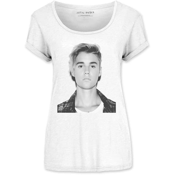 Justin Bieber Ladies Scoop Neck T-Shirt: Love Yourself (Large)