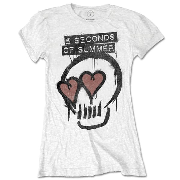 5 Seconds of Summer Ladies T-Shirt: Heart Skull (Small)