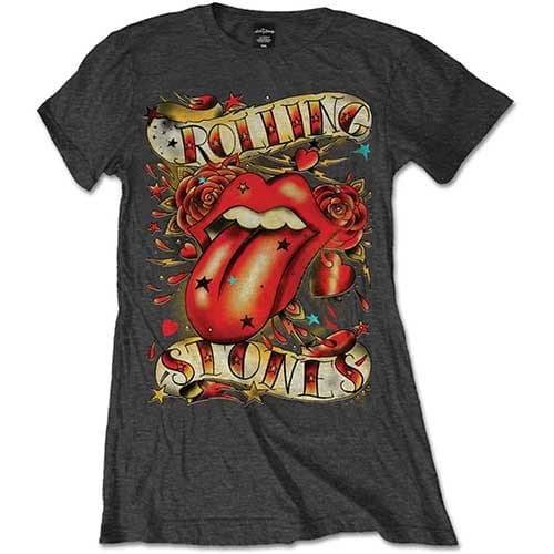 The Rolling Stones Ladies T-Shirt: Tongue & Stars (Medium)
