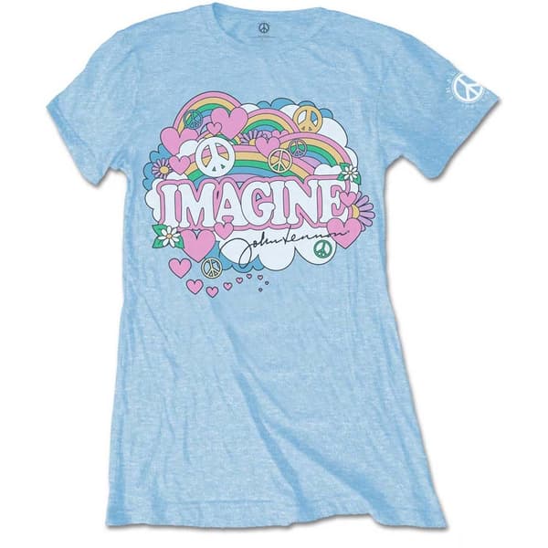 John Lennon Ladies T-Shirt: Rainbows, Love & Peace (Small)