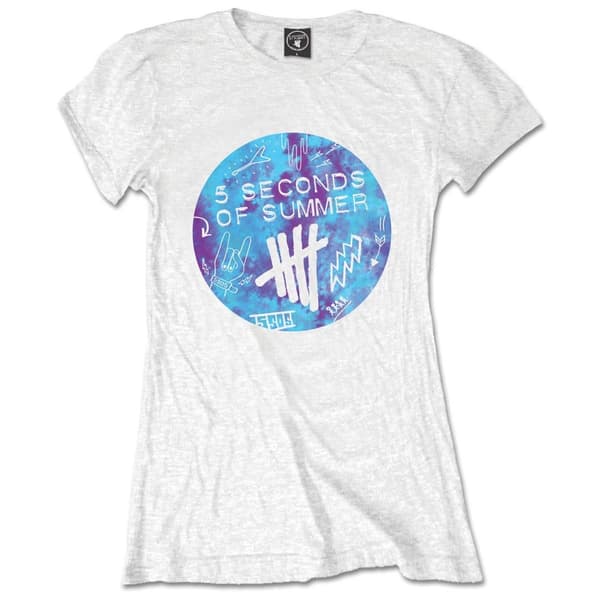 5 Seconds of Summer Ladies T-Shirt: Tie-Dye Scribble Logo (X-Large)