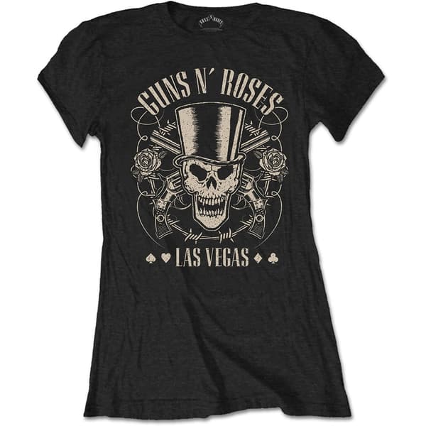 Guns N' Roses Ladies T-Shirt: Top Hat, Skull & Pistols Las Vegas (XX-Large)