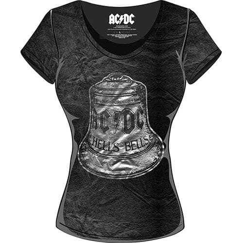 AC/DC Ladies Tee: Hells Bells (Acid Wash) (Medium)