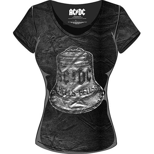 AC/DC Ladies Tee: Hells Bells (Acid Wash) (Large)