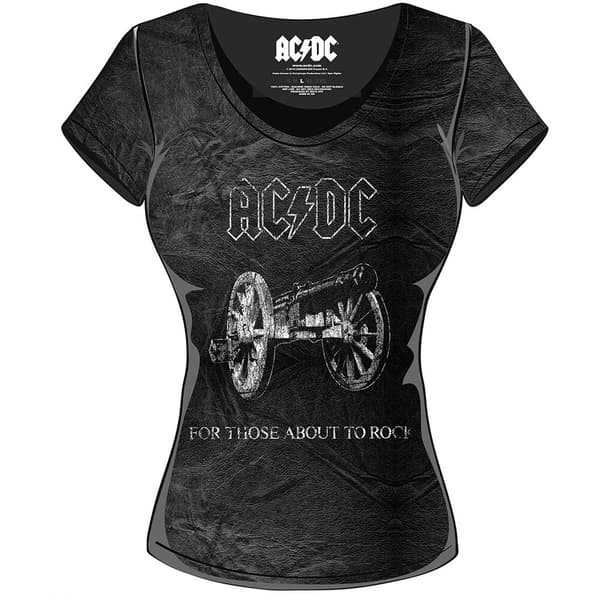 AC/DC Ladies Tee: About to Rock (Acid Wash) (X-Small)