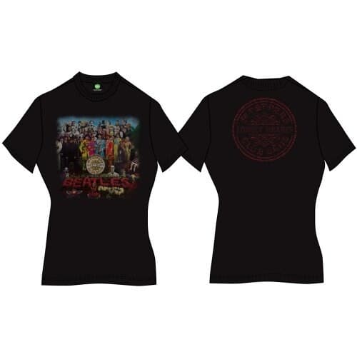 The Beatles Ladies T-Shirt: Sgt Pepper (Back Print) (Small)