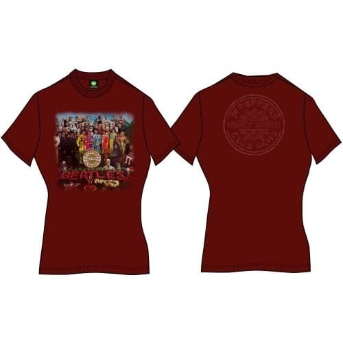 The Beatles Ladies T-Shirt: Sgt Pepper (Back Print) (Small)