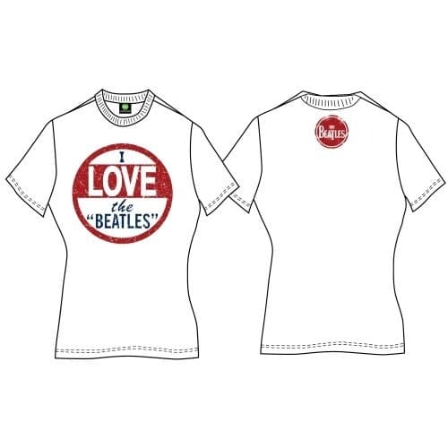 The Beatles Ladies Premium Tee: I Love The Beatles (Back Print) (Large)