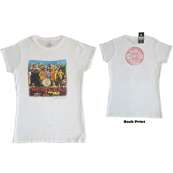 The Beatles Ladies T-Shirt: Sgt Pepper (Back Print) (X-Large)