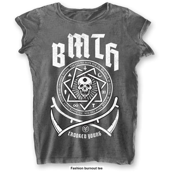 Bring Me The Horizon Ladies Burn Out T-Shirt: Crooked Young (X-Small)
