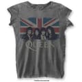 Miniatyrbild 2 av 2: Queen Ladies Burn Out T-Shirt: Vintage Union Jack (Small)