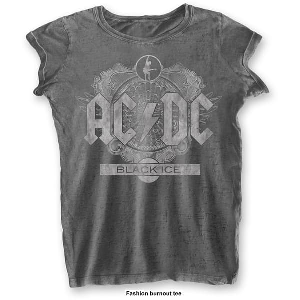 AC/DC Ladies Fashion Tee: Black Ice (Burn Out) (Medium)