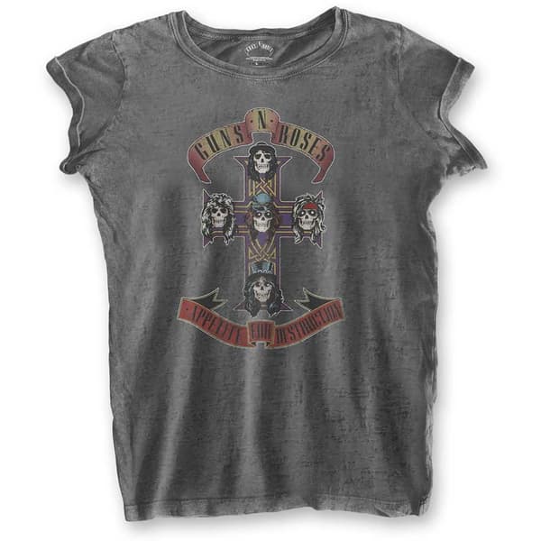 Guns N' Roses Ladies Fashion Tee: Appetite for Destruction (Burn Out) (Medium)