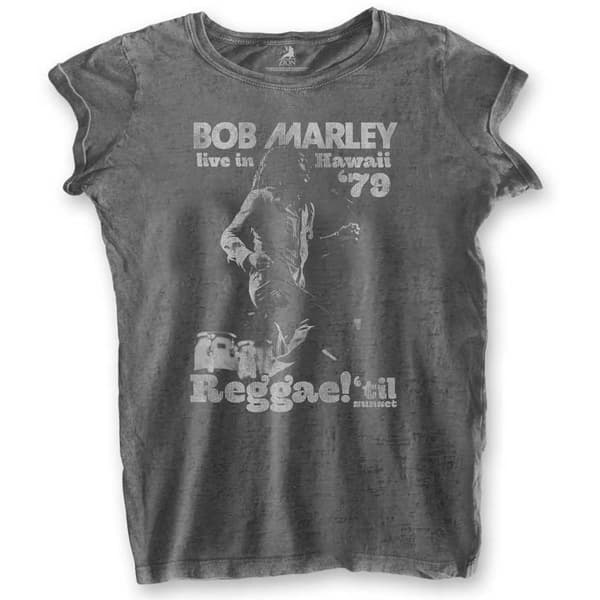 Bob Marley Ladies Burn Out T-Shirt: Hawaii (Medium)