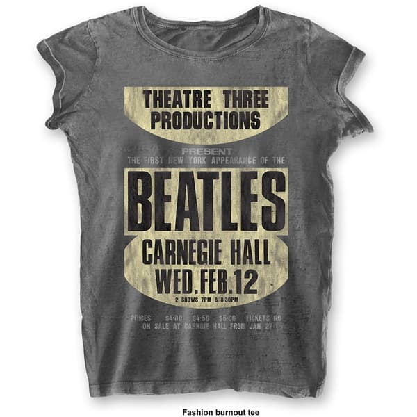 The Beatles Ladies Burn Out T-Shirt: Carnegie Hall (X-Large)