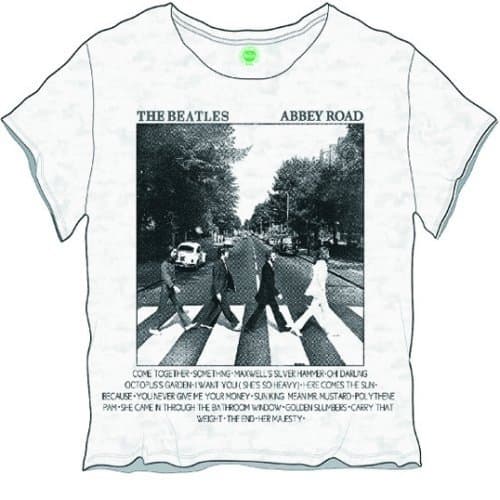 The Beatles Ladies Burn Out T-Shirt: Abbey Road Songs (Small)