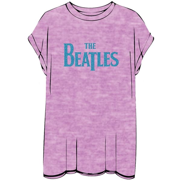 The Beatles Ladies Fashion Tee: Drop T Logo with Burn Out Finishing and Caviar Bead Application (Small)