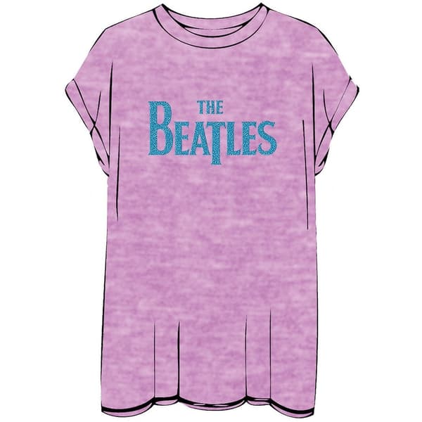 The Beatles Ladies Fashion Tee: Drop T Logo with Burn Out Finishing and Caviar Bead Application (Large)