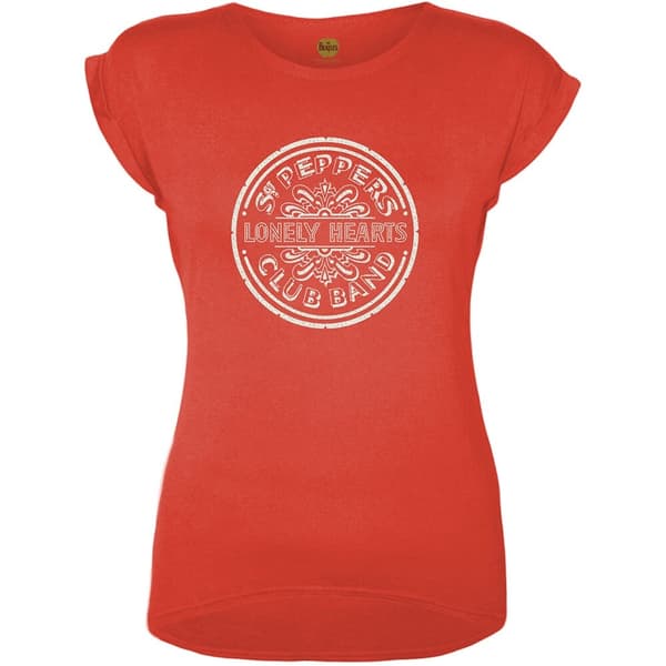 The Beatles Ladies T-Shirt: Sgt Pepper Drum (Caviar Beads) (Medium)