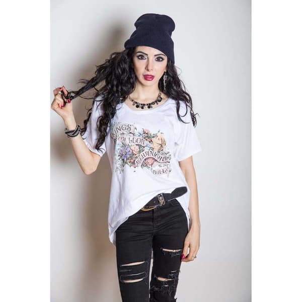 Kings of Leon Ladies T-Shirt: Flowers (Cut-outs) (Small)