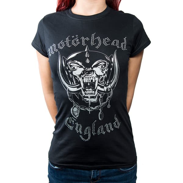 Motorhead Ladies Fashion Tee: England (Diamante) (Medium)