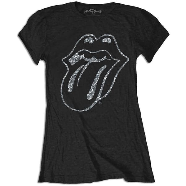 The Rolling Stones Ladies Diamante T-Shirt: Tongue (Medium)