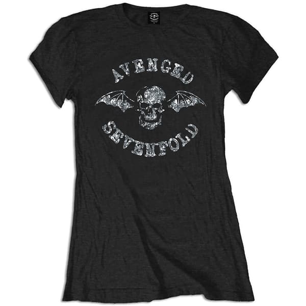 Avenged Sevenfold Ladies Fashion Tee: Death Bat (Diamante) (Large)