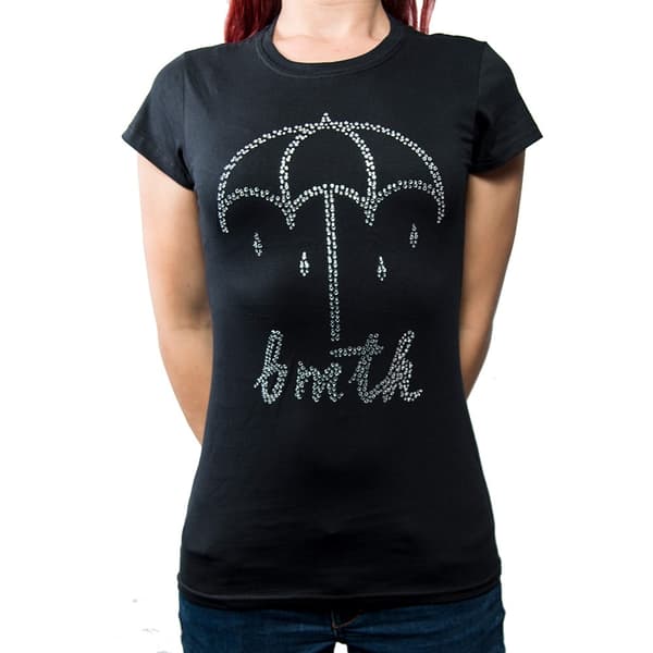 Bring Me The Horizon Ladies Diamante T-Shirt: Umbrella (Large)