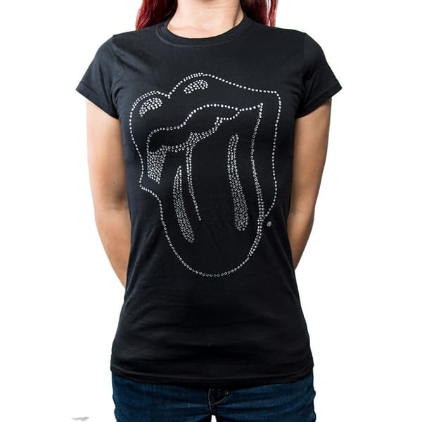 The Rolling Stones Ladies Fashion Tee: Tongue (Diamante) (X-Large)