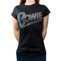 Miniatyrbild 2 av 2: David Bowie Ladies Diamante T-Shirt: Flash Logo (Small)