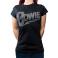 Miniatyrbild 1 av 2: David Bowie Ladies Diamante T-Shirt: Flash Logo (Small)