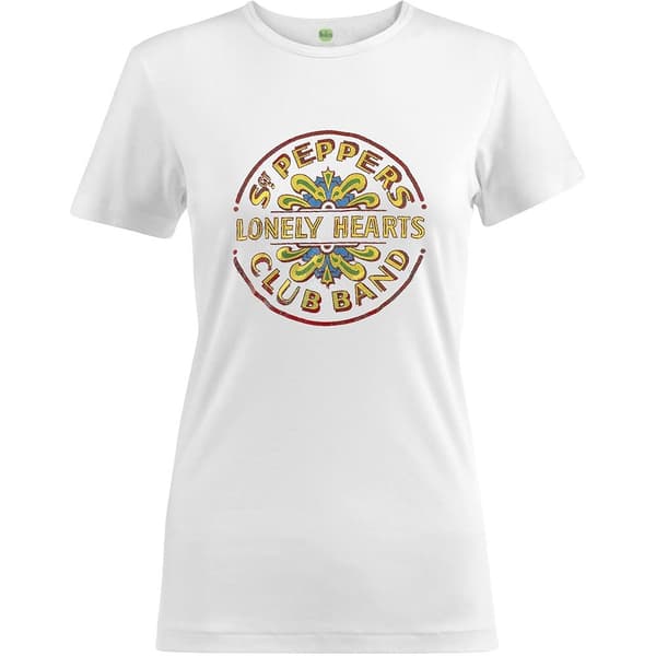 The Beatles Ladies T-Shirt: Sgt Pepper Drum Colour (Foiled) (Large)
