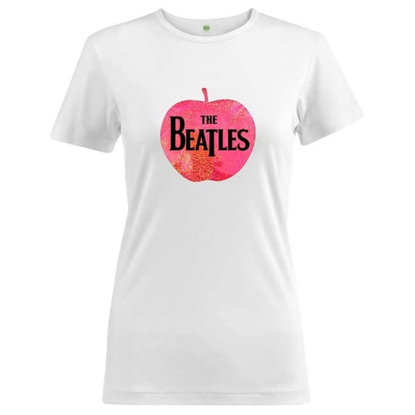 The Beatles Ladies T-Shirt: Apple Logo (Glitter Print) (Large)