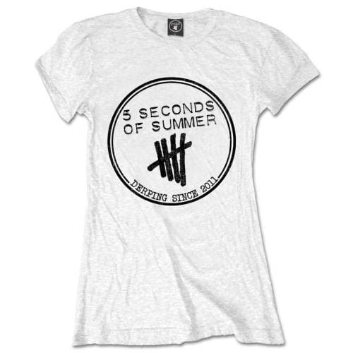 5 Seconds of Summer Ladies T-Shirt: Derping Stamp (Skinny Fit) (Small)