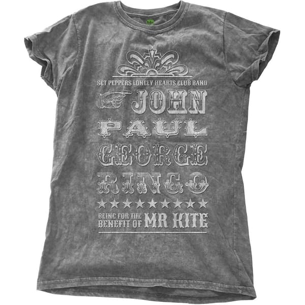 The Beatles Ladies Snow Wash T-Shirt: Mr Kite (Small)
