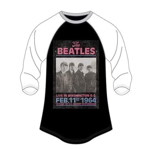 The Beatles Ladies Raglan T-Shirt: Colour Washington DC 1964 (Ladies Size 10)